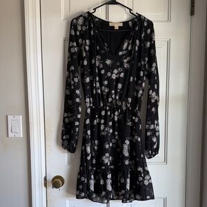 MICHAEL Michael Kors Black Floral Long Sleeve Dress